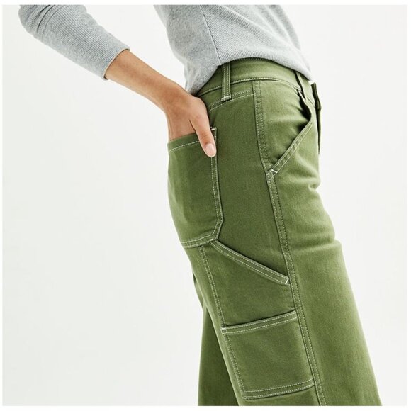 So High Rise Carpenter Jeans Dad Pants - Green - size 17 / 33 NEW - Picture 1 of 8